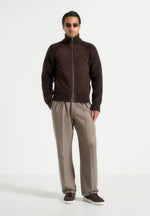rami-suede-knit-jacket-brown