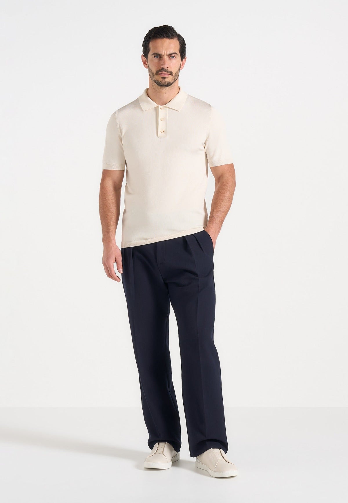 Pierre - Twin Pleat Tailored Pants - Navy