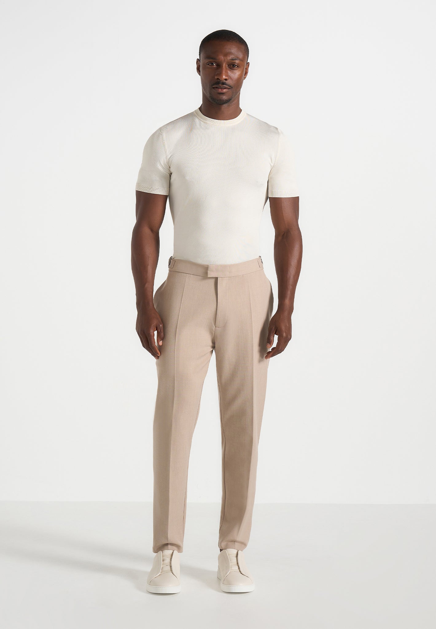 Hubert - Slim Fit Tailored Trousers - Beige 