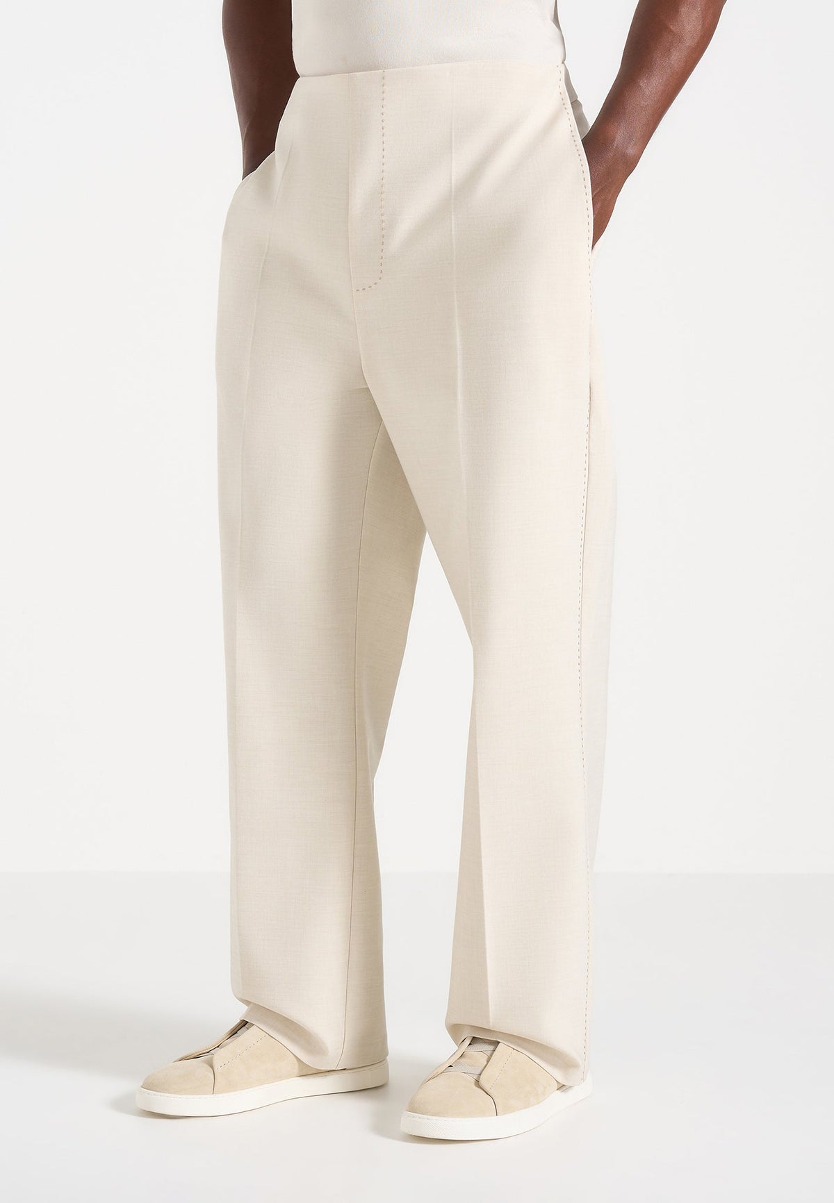 Henri - Foldover Pants - Cream