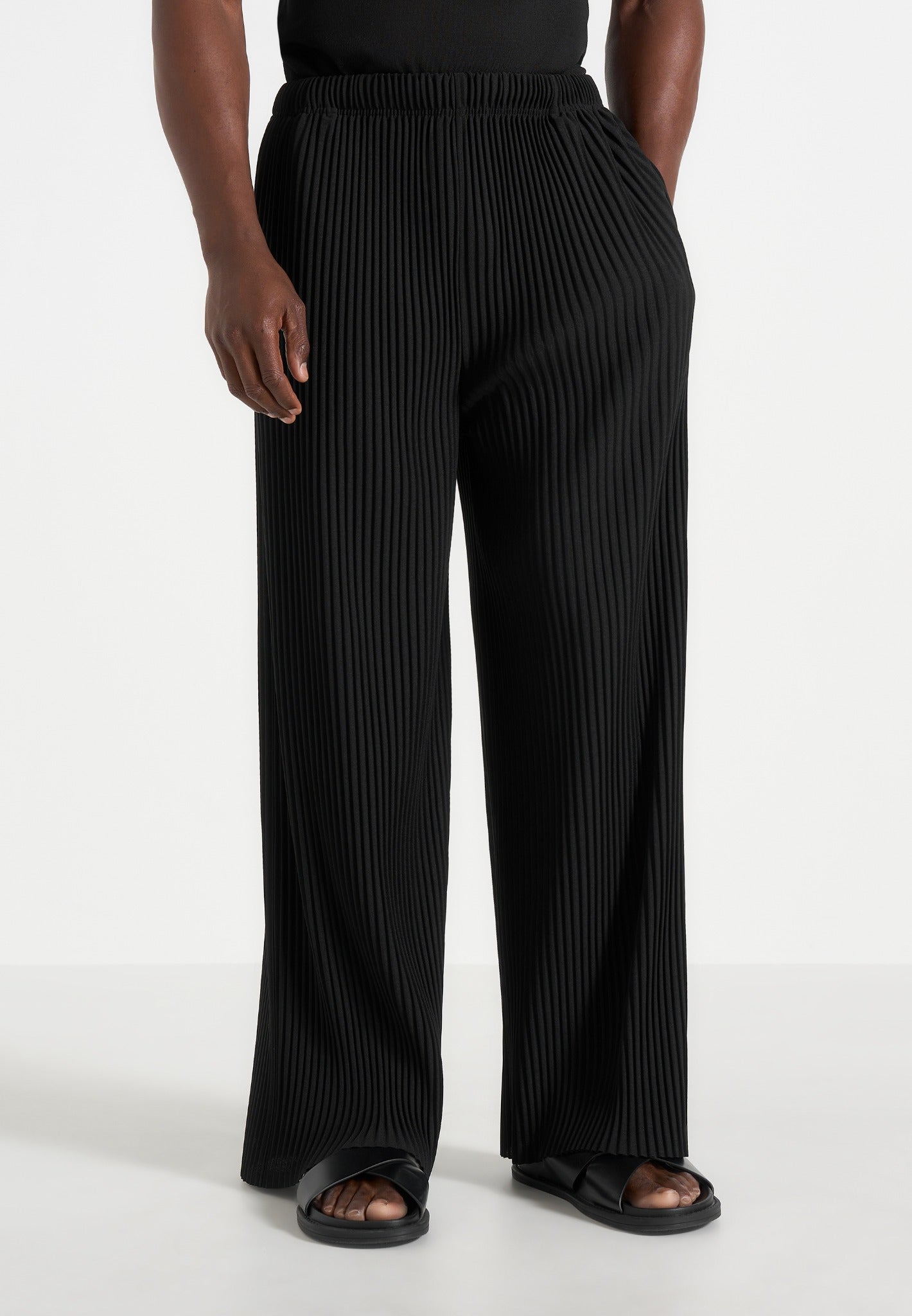 Jonas - Pleated Wide Leg Pants - Black 