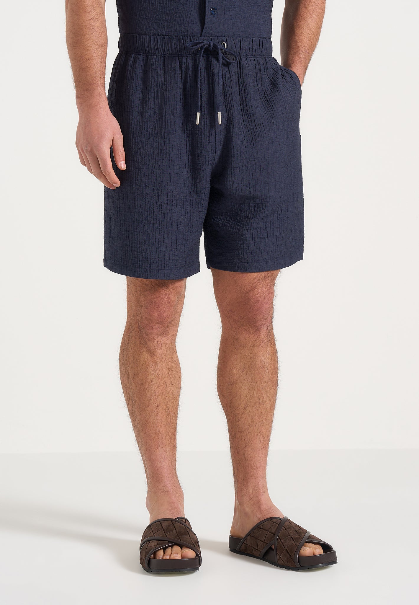 Ari - Unisex Textured Shorts - Navy