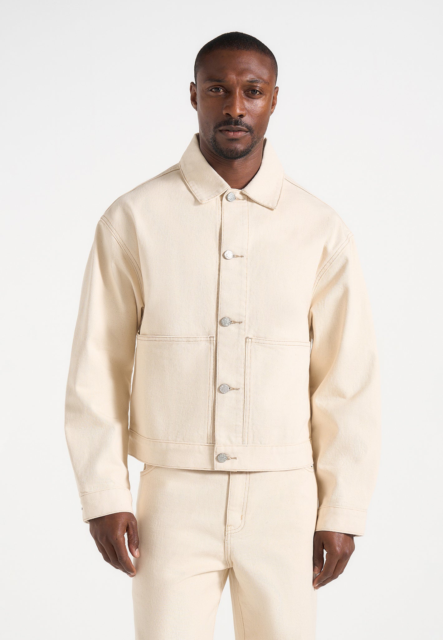 Damien - Boxy Fit Denim Jacket - Cream 