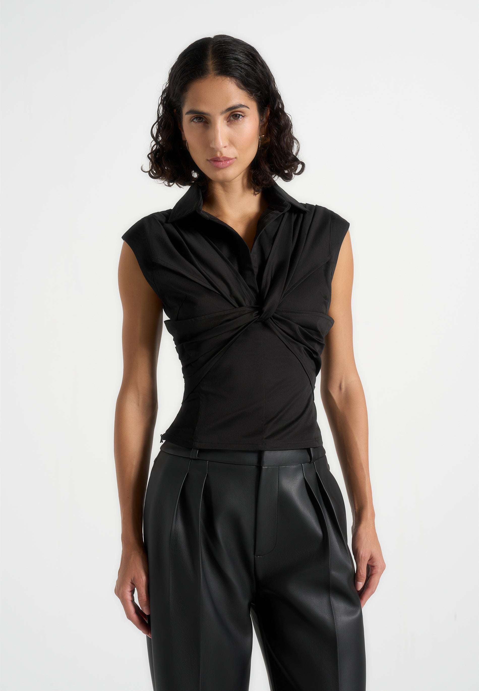 yvette-twist-front-sleeveless-shirt-black 