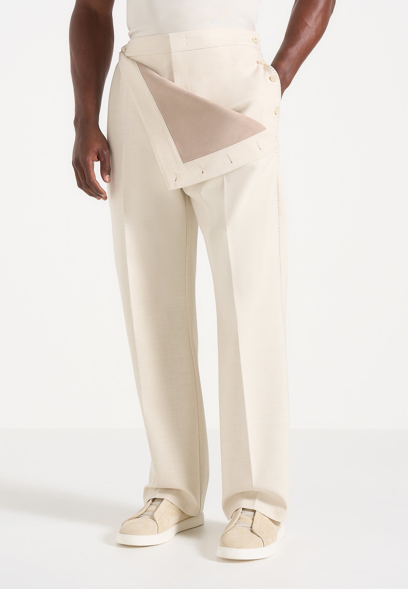 Henri - Foldover Pants - Cream
