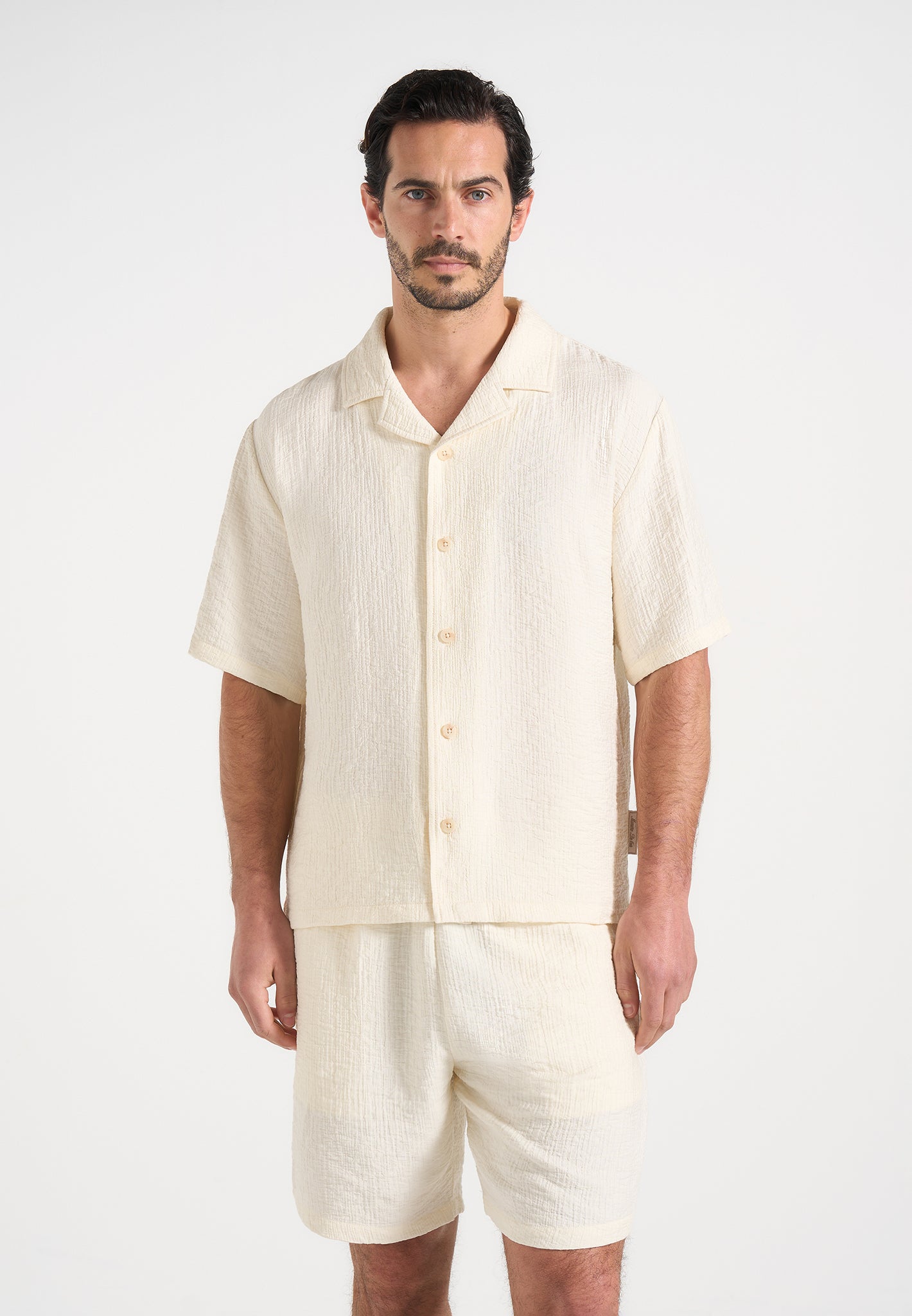 Harley - Unisex Textured Revere Shirt - Cream
