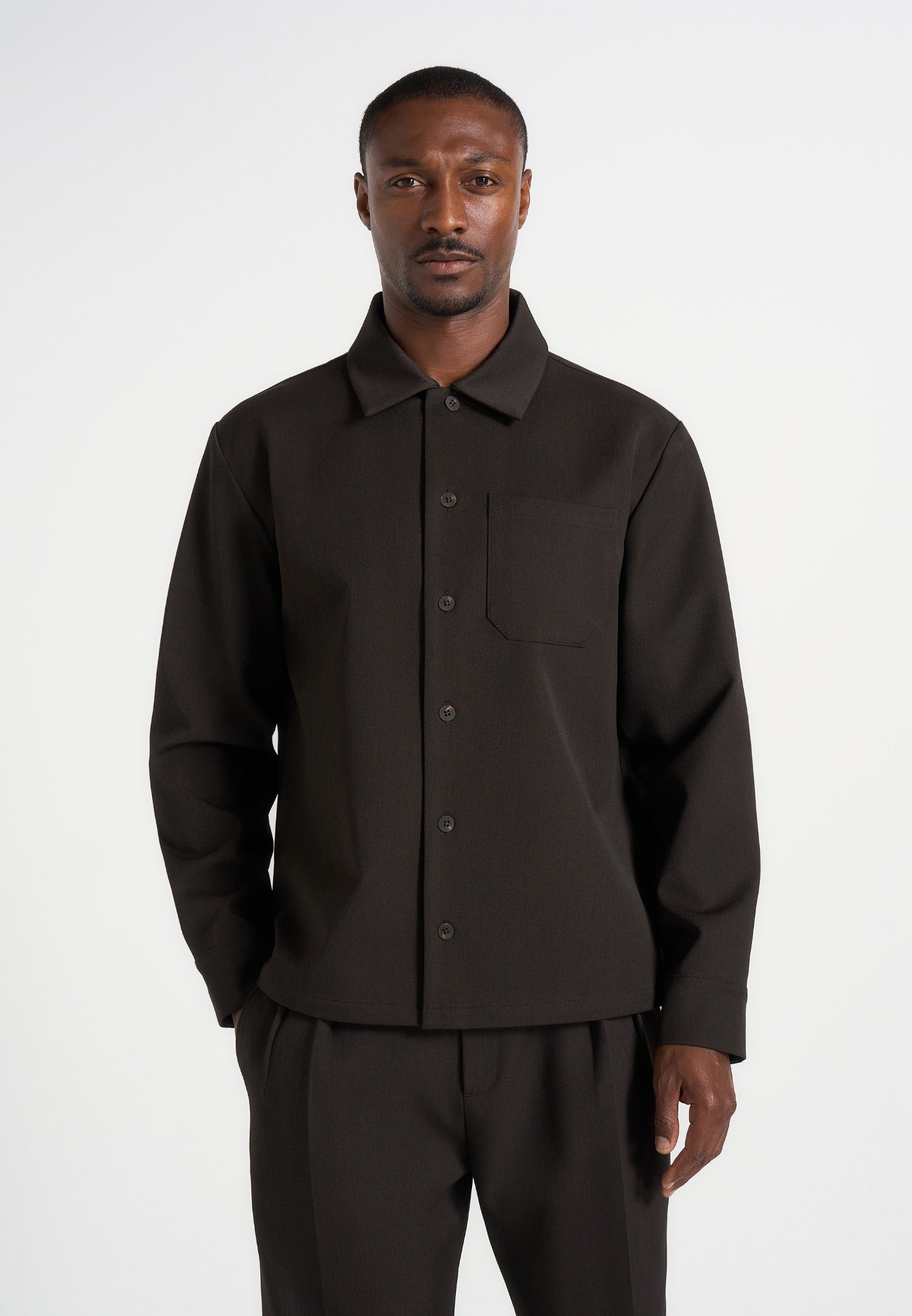 Valentin - Tailored Overshirt - Dark Brown 