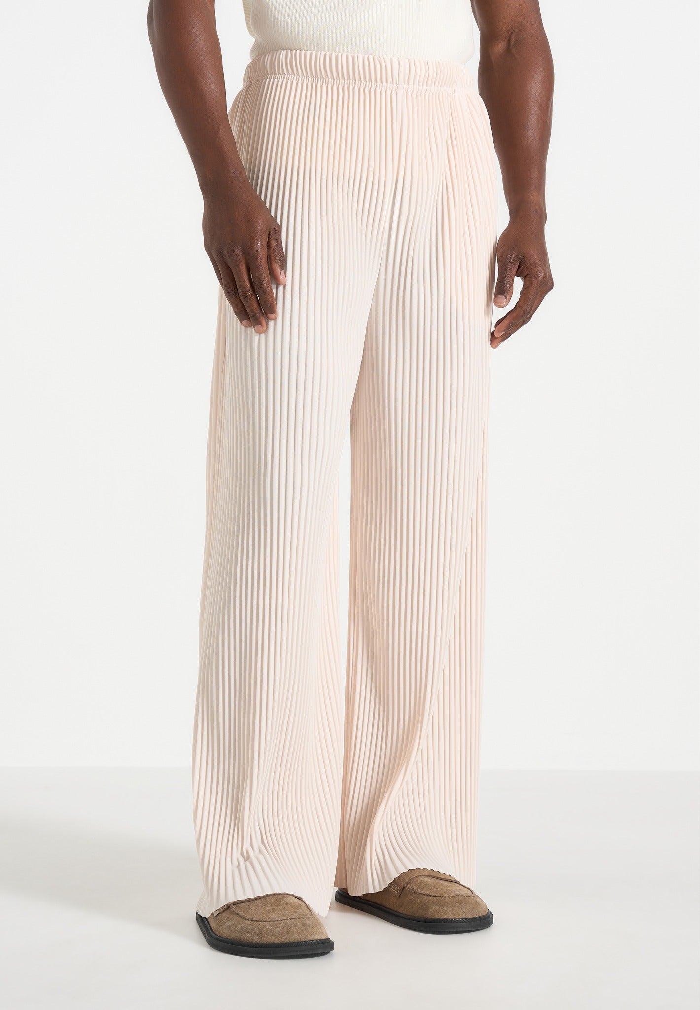 Jonas - Pleated Wide Leg Pants - Cream 