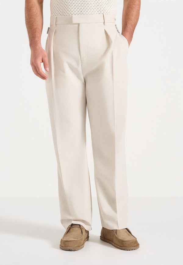 Dorian - Linen Pleated Tailored Pants - Natural