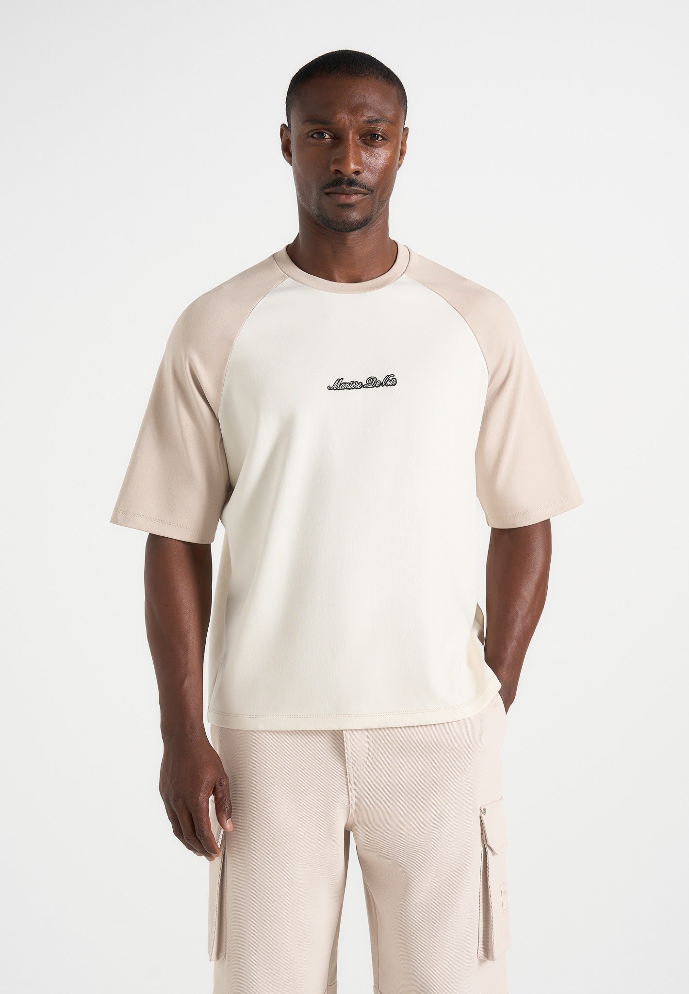 Unisex Signature Raglan Cotton T-Shirt - Cream/Beige