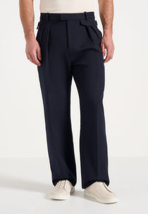 Pierre - Twin Pleat Tailored Trousers - Navy