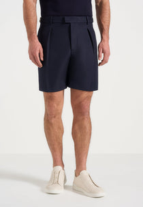 Marin - Tailored Pleated Shorts - Navy
