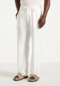 Pierre - Relaxed Fit Linen Pleated Pants - White