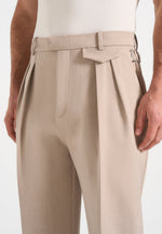 Pierre - Twin Pleat Tailored Pants - Beige