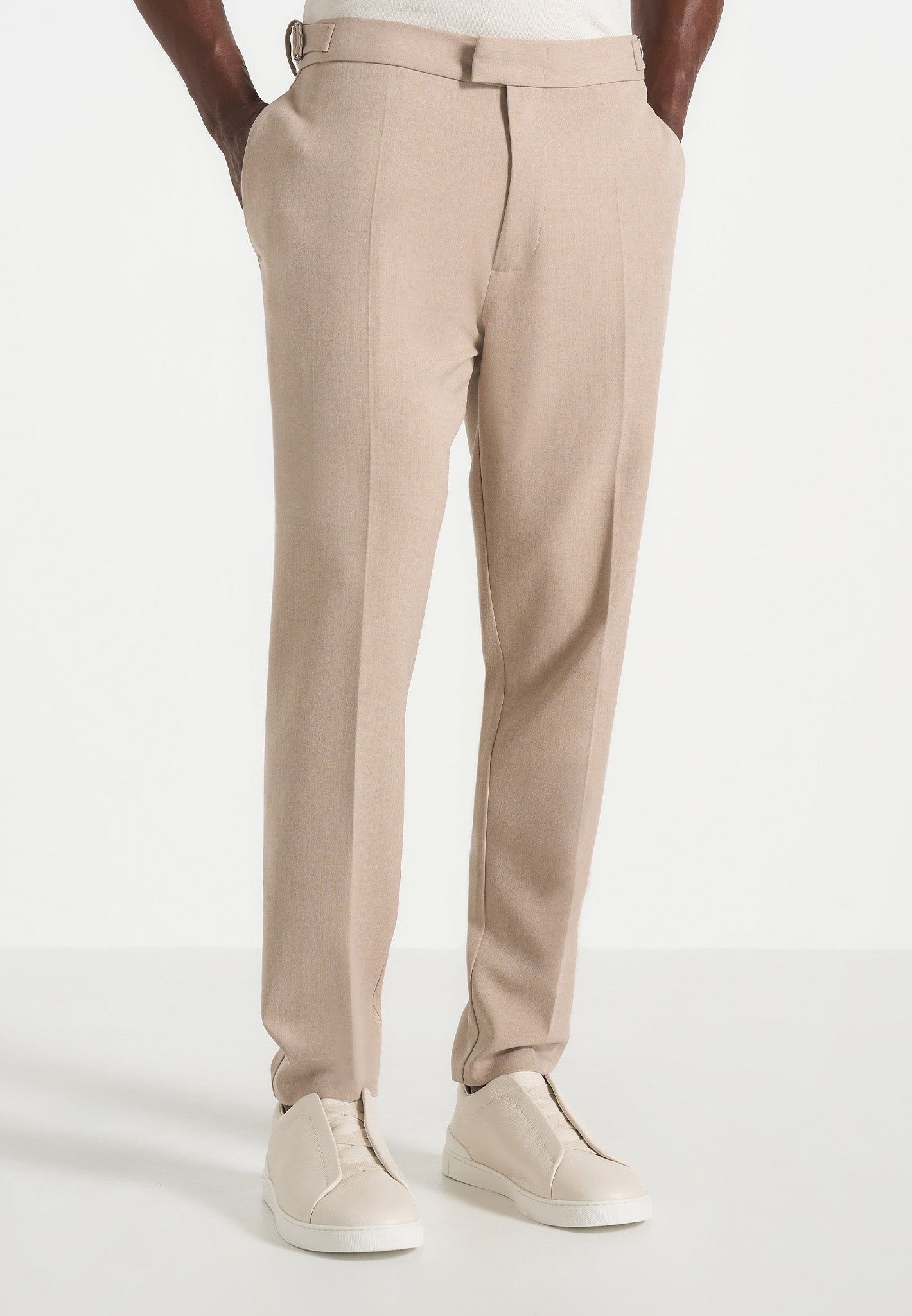Hubert - Slim Fit Tailored Trousers - Beige 