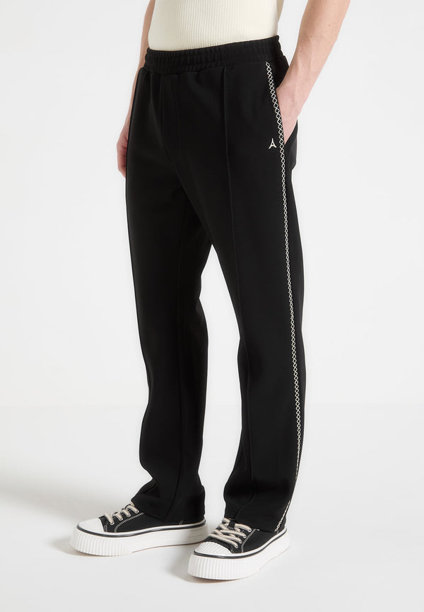 Gael - Contrast Whipstitch Relaxed Track Pants - Black
