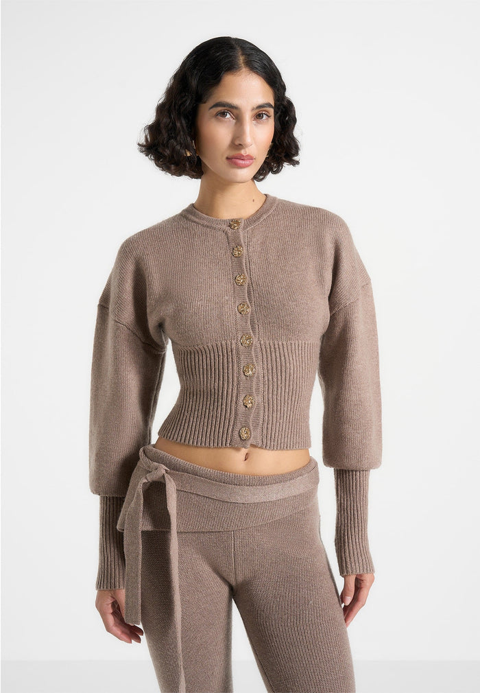 knitted-cinch-waist-cardigan-taupe