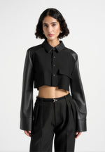 vegan-leather-contrast-cropped-shirt-black