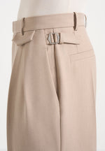 Pierre - Twin Pleat Tailored Pants - Beige