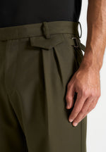 Pierre - Twin Pleat Tailored Trousers - Olive