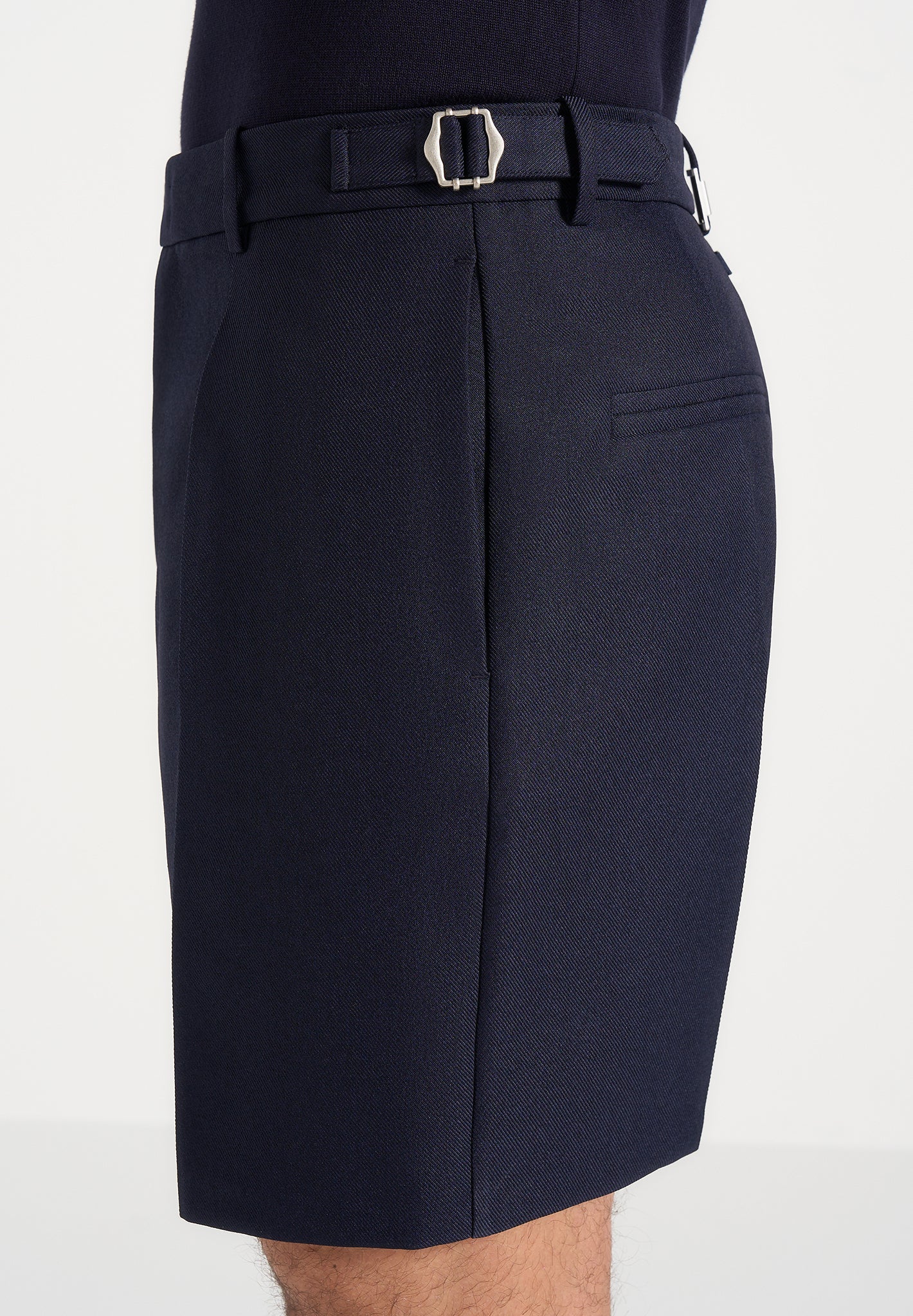 Marin - Tailored Pleated Shorts - Navy