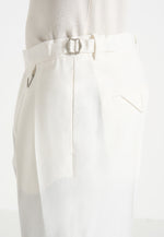 Pierre - Relaxed Fit Linen Pleated Pants - White
