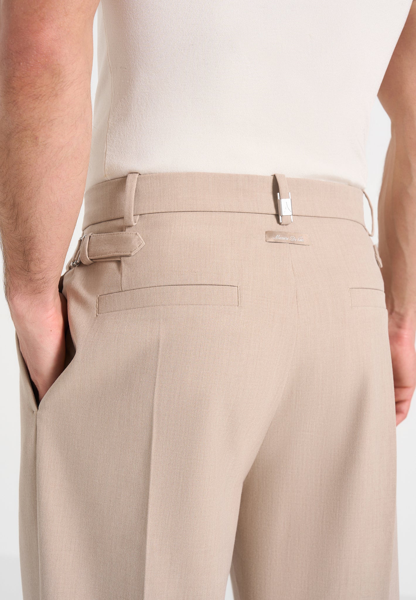 Pierre - Twin Pleat Tailored Pants - Beige