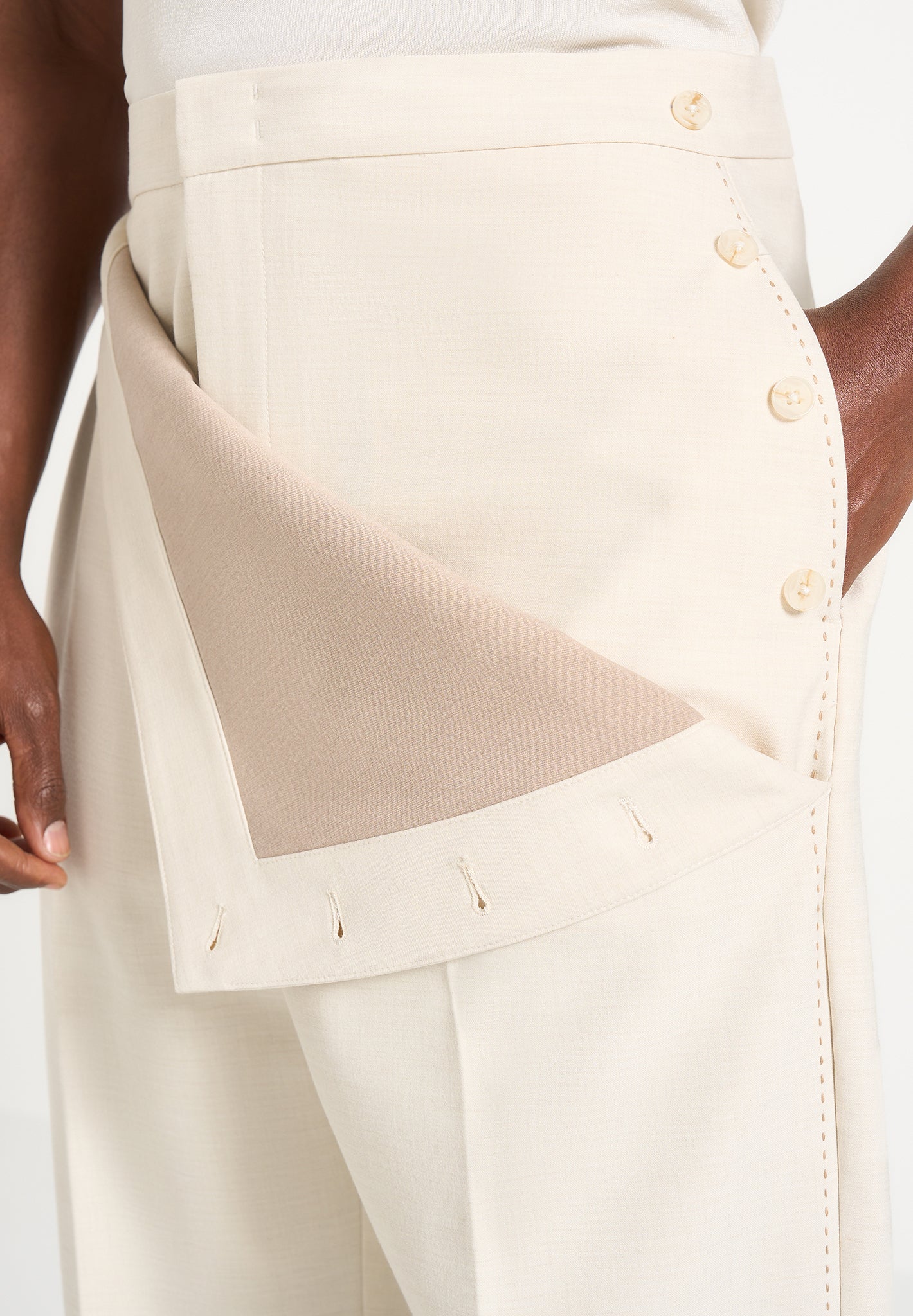 Henri - Foldover Pants - Cream