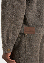 Damien - Boucle Denim Jacket With Back Pleat - Brown
