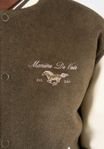 Equestrian Wool-Blend Varsity Jacket - Olive