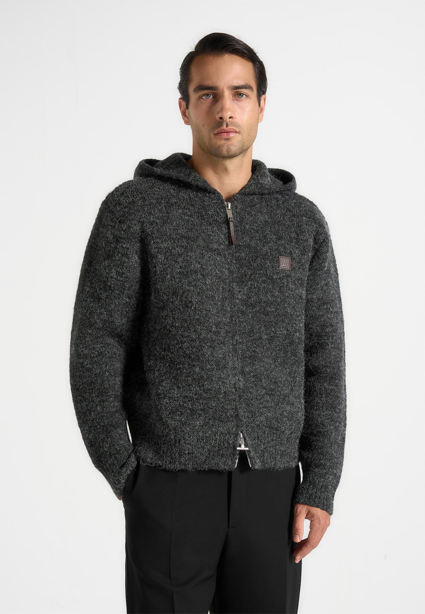 Billie - Unisex Brushed Wool Zip Hoodie - Grey 