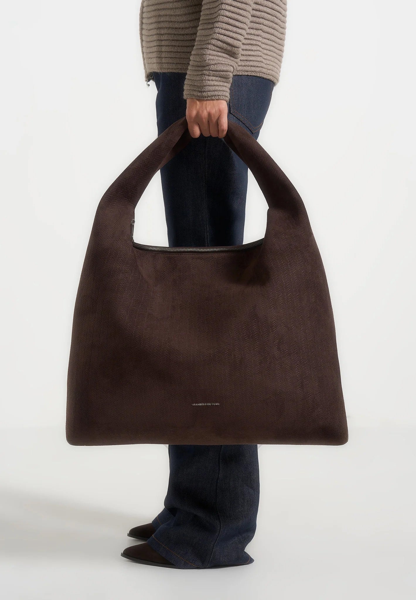 Aubin - Braided Suede Hobo Bag - Brown 