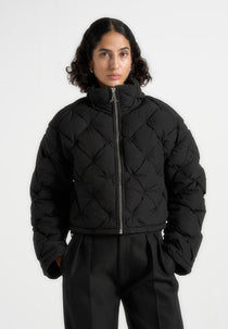 Yvonne - Woven Interlock Puffer Jacket - Black