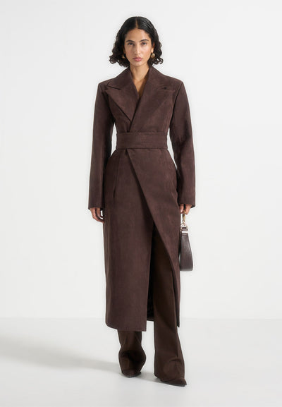 esma-suede-asymmetric-coat-with-cinch-belt-brown