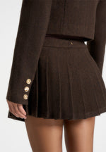 Joelle - Wool Asymmetric Pleated Mini Skirt - Brown