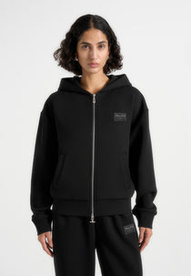 Ray - Unisex Neoprene Cropped Zip Hoodie - Black