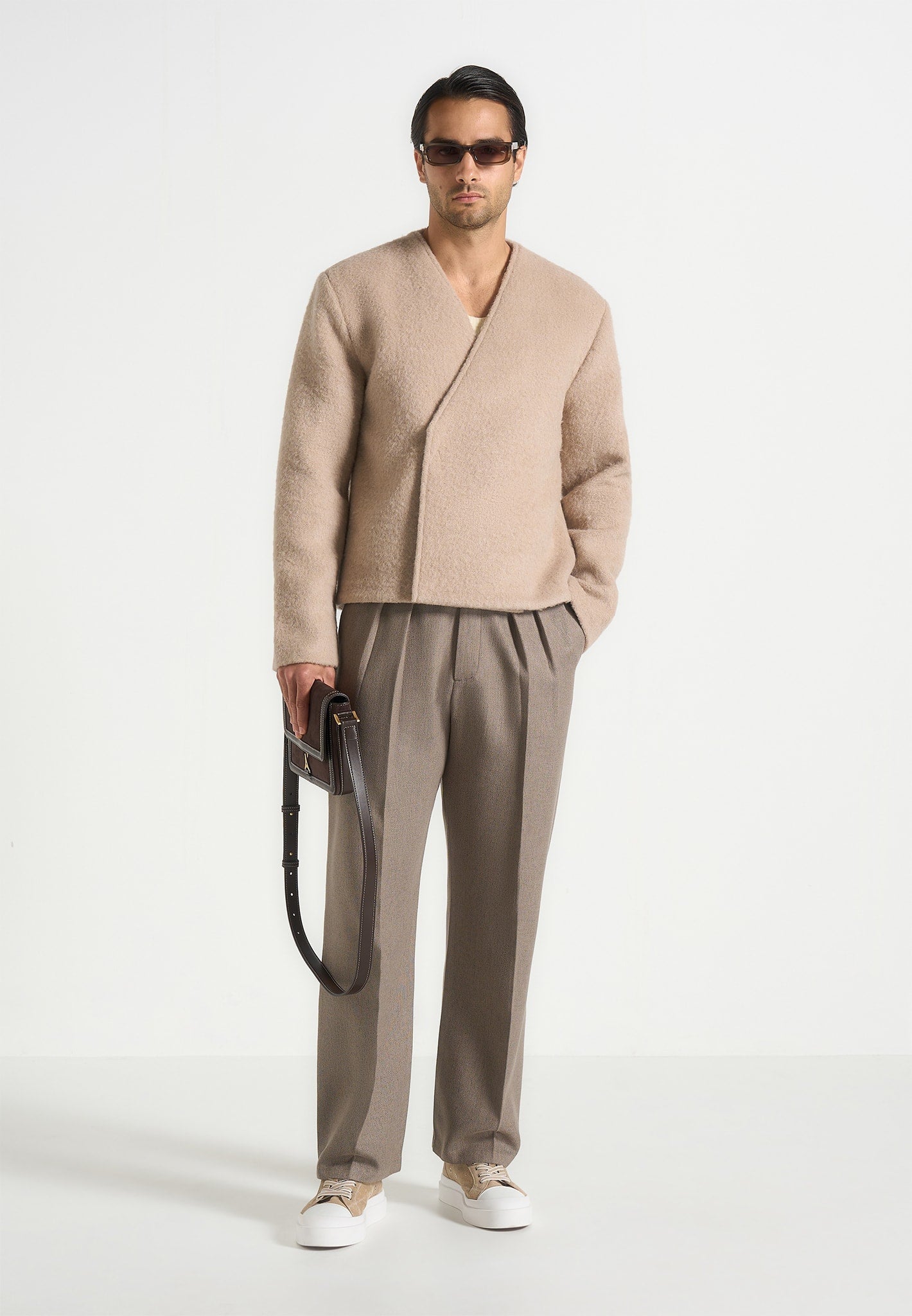 Loris - Kimono Minimal Wool Jacket - Beige 