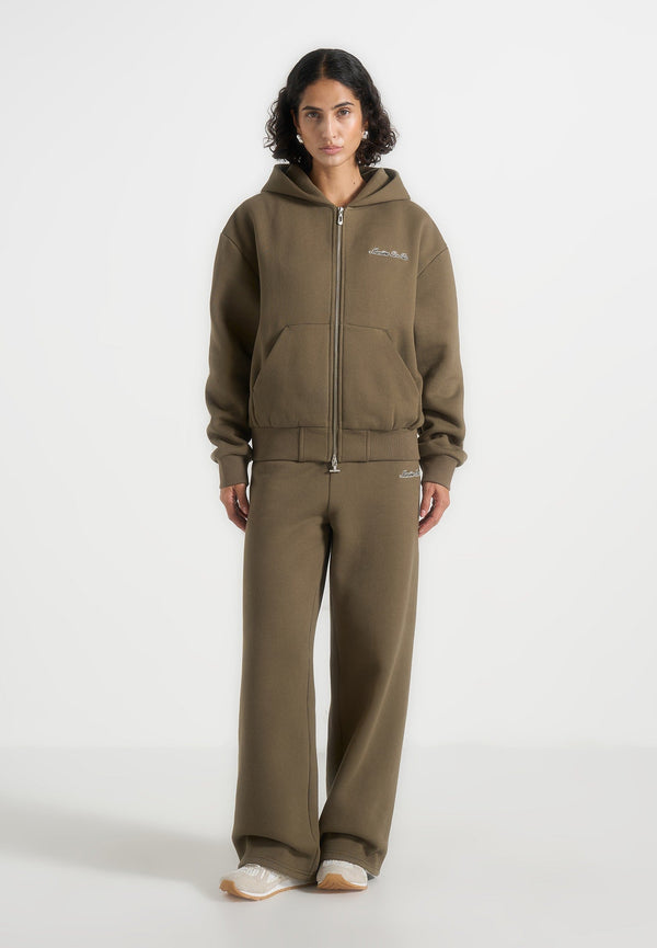 JS002 - Unisex Signature Relaxed Fit Zip Hoodie - Olive