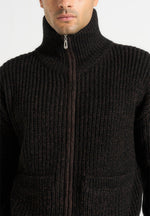 Jamie - Unisex Speckled Wool Zip Through Jacket - Black