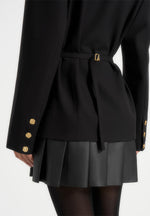 Nicole - Tailored Cinch Blazer Dress with Pleats - Black