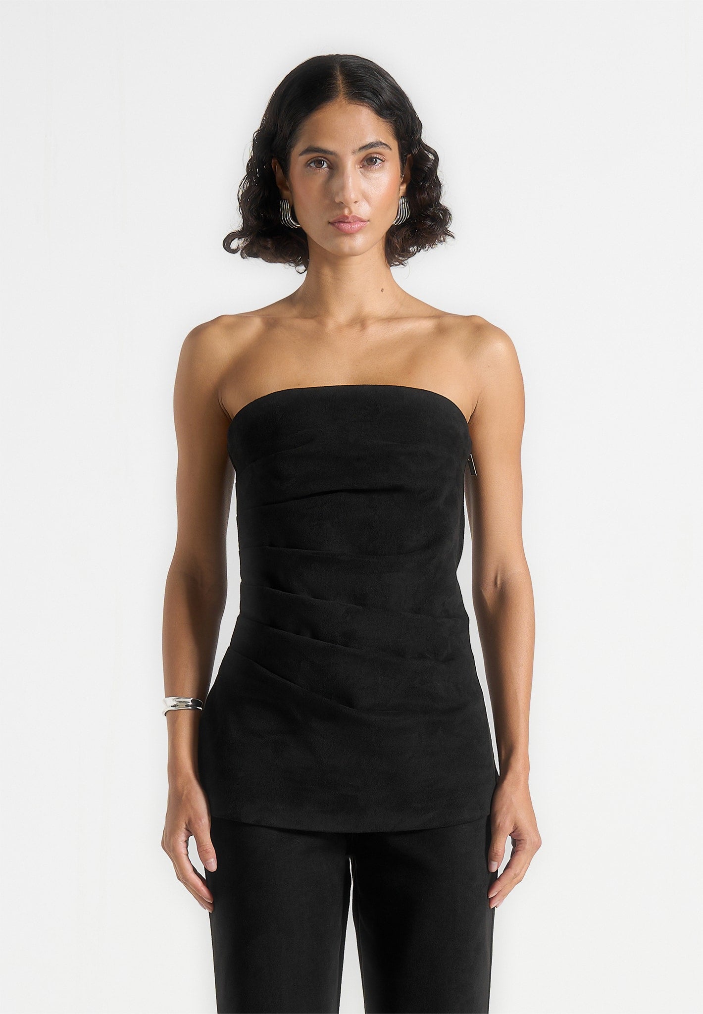 laurena-suede-tacked-longline-bandeau-top-black