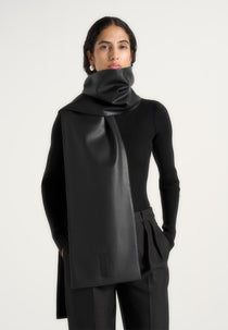 Melia - Reversible Leather & Suede Scarf - Black