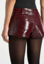 samia-cracked-patent-mini-shorts-red