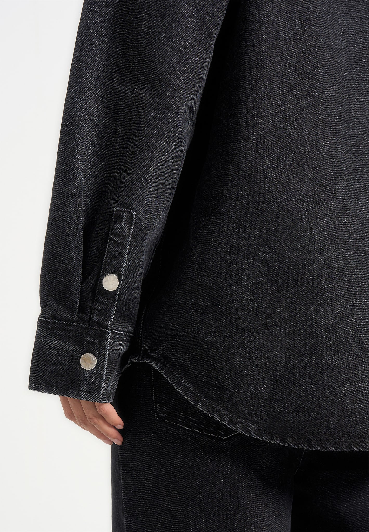 Joy - Denim Oversized Shirt - Washed Black