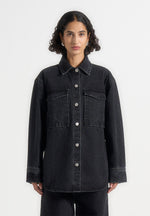 Joy - Denim Oversized Shirt - Washed Black