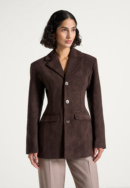 claire-suede-wide-shoulder-cinch-waist-blazer-brown