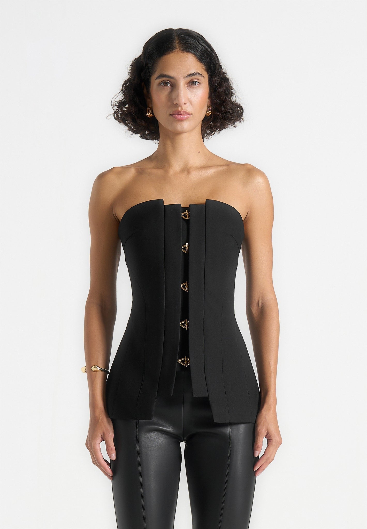 Viviane - Clasp Detail Bandeau Top - Black