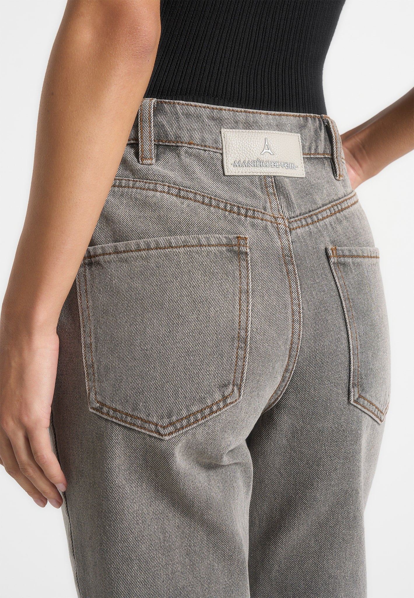 Abbie - Stacked Fit And Flare Jeans - Light Grey