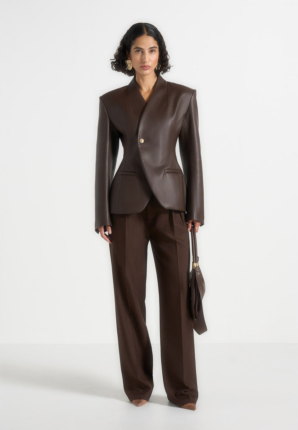 ina-leather-cinched-waist-kimono-blazer-brown