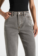 Abbie - Stacked Fit And Flare Jeans - Light Grey